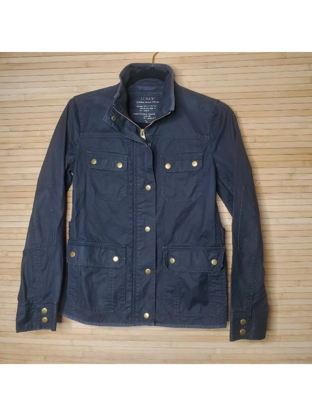 J.Crew Women's Relaxed Boyfriend Field Jacket Waxed Cotton Utility Brown XS